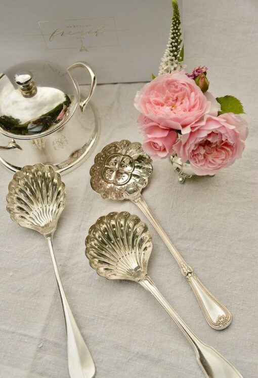 antique silver sifting spoon selection