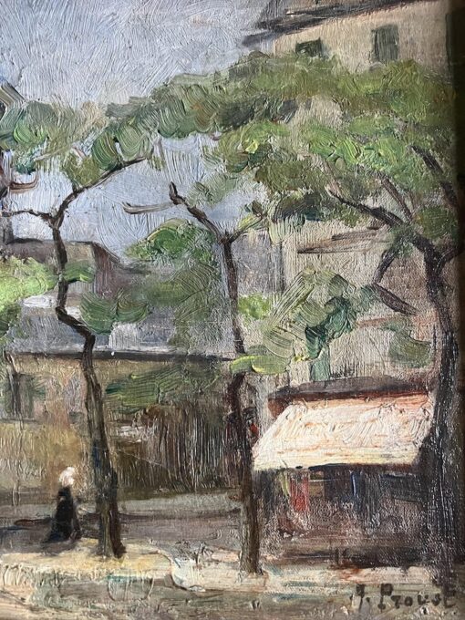 Antique Painting - Village with Trees