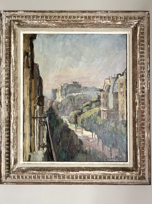painting of view from balcony in france