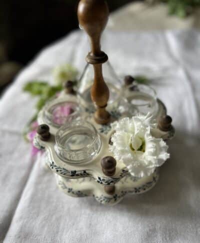 Antique Floral Condiment Server