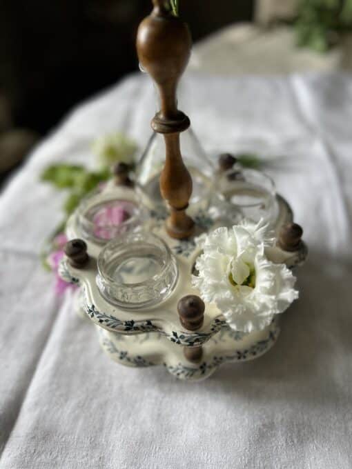 Antique Floral Condiment Server