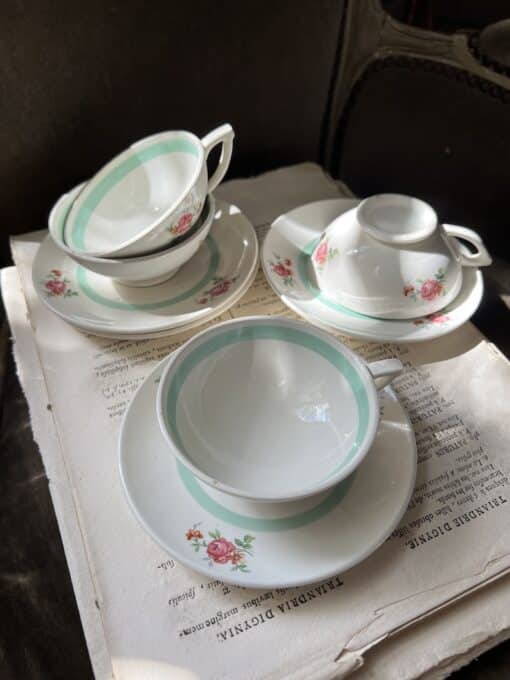 Antique Set of 4 Teacups & Saucers