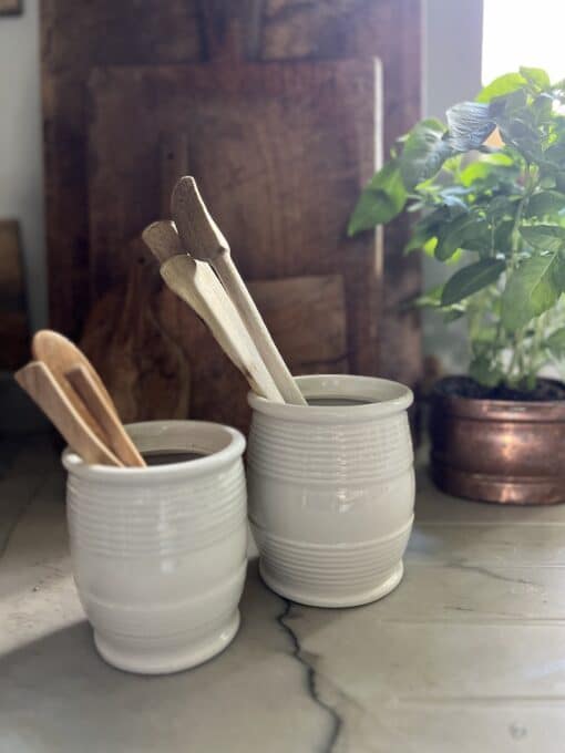 Antique Set of White Earthenware Pots