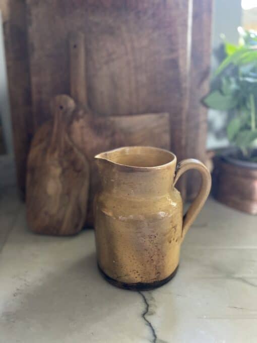 Antique Yellow Earthenware Pitcher