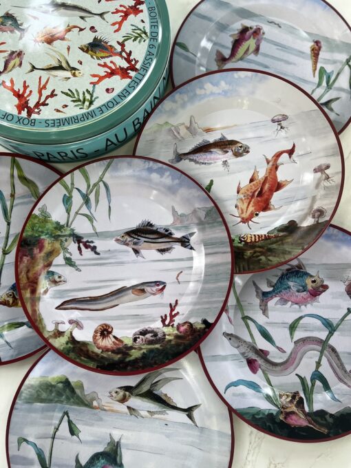 6 Decorative Tin Plates - Jules Verne