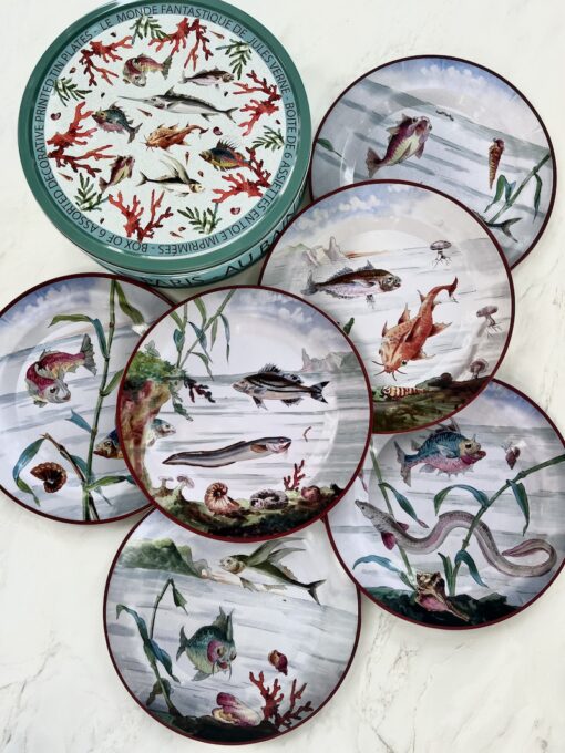 6 Decorative Tin Plates - Jules Verne