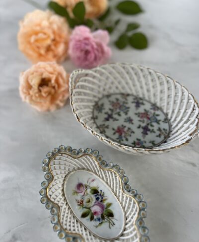 Antique Braided Porcelain Baskets