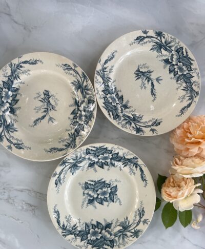 Set of 3 Blue Antique Plates