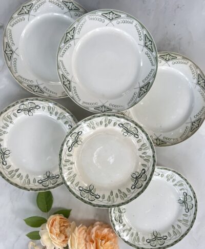 Set of 6 Green Antique Plates