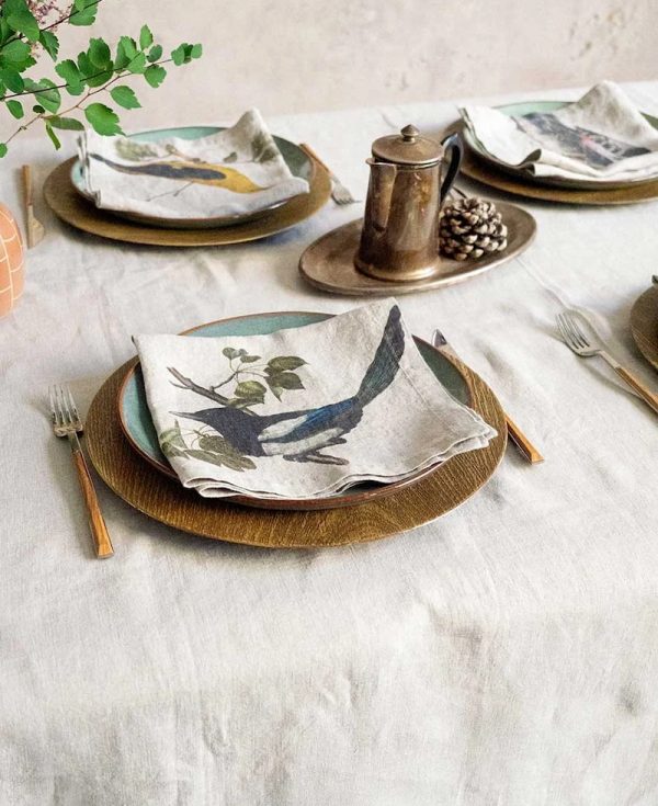 Linen Woodland Bird Napkins